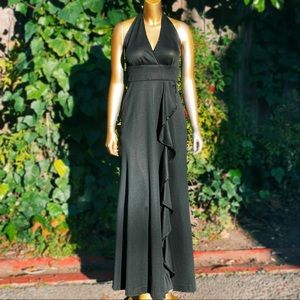 1970s Young Innocent Glamorous Sequin Trimmed Halter Dress